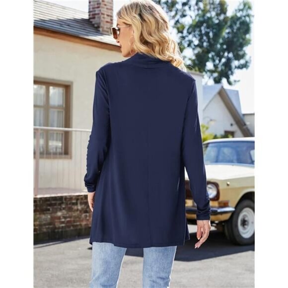 Women's Draped FrontOpen Cardigan Casual LongSleeve Lightweight Cardigan Sweater - Picture 5 of 6